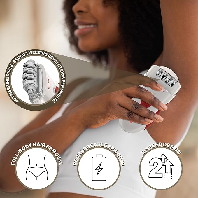 Epilady Hair Removal Device Bundle | Legend Series 2 – Rechargeable Hair Remover for Women | Epi-Wand – Facial Hair Removal for Women | Epilator for Women and Peach Fuzz Remover for Women