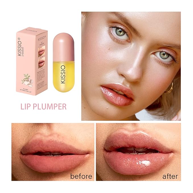 KISSIO Lip Plumper,Natural Lip Plumper for Day Use,Lip Plumping Gloss Make Lips Fuller and Moisturizing 5.5ml