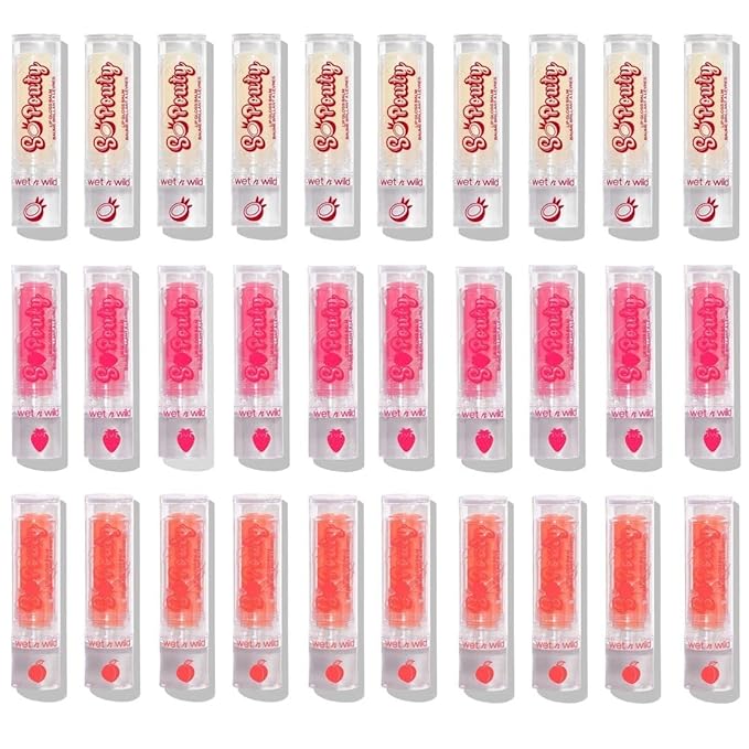 wet n wild Perfect Pout So Pouty Shine Tinted Lip Balm Peach Flavored, Hyaluronic Acid, Vegan Collagen, Moisturizing For Dry Lip Care, Pink (Pack of 2)