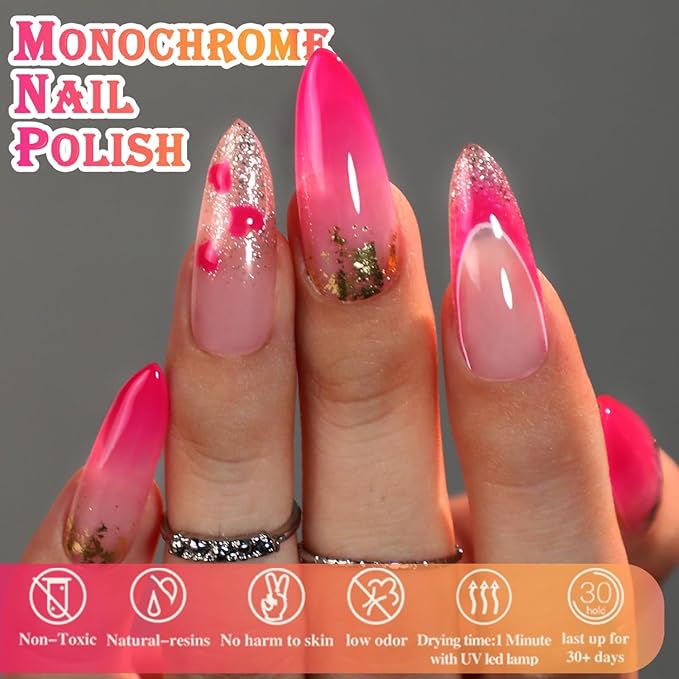 Double Rhythm 0.50 OZ Translucent Gel Polish Same Color Same Bottle Sheer Pastel Neutral Natural Milky 15 ML Jelly UV Nail Art DIY at Home (Cherry Rose-A1046)