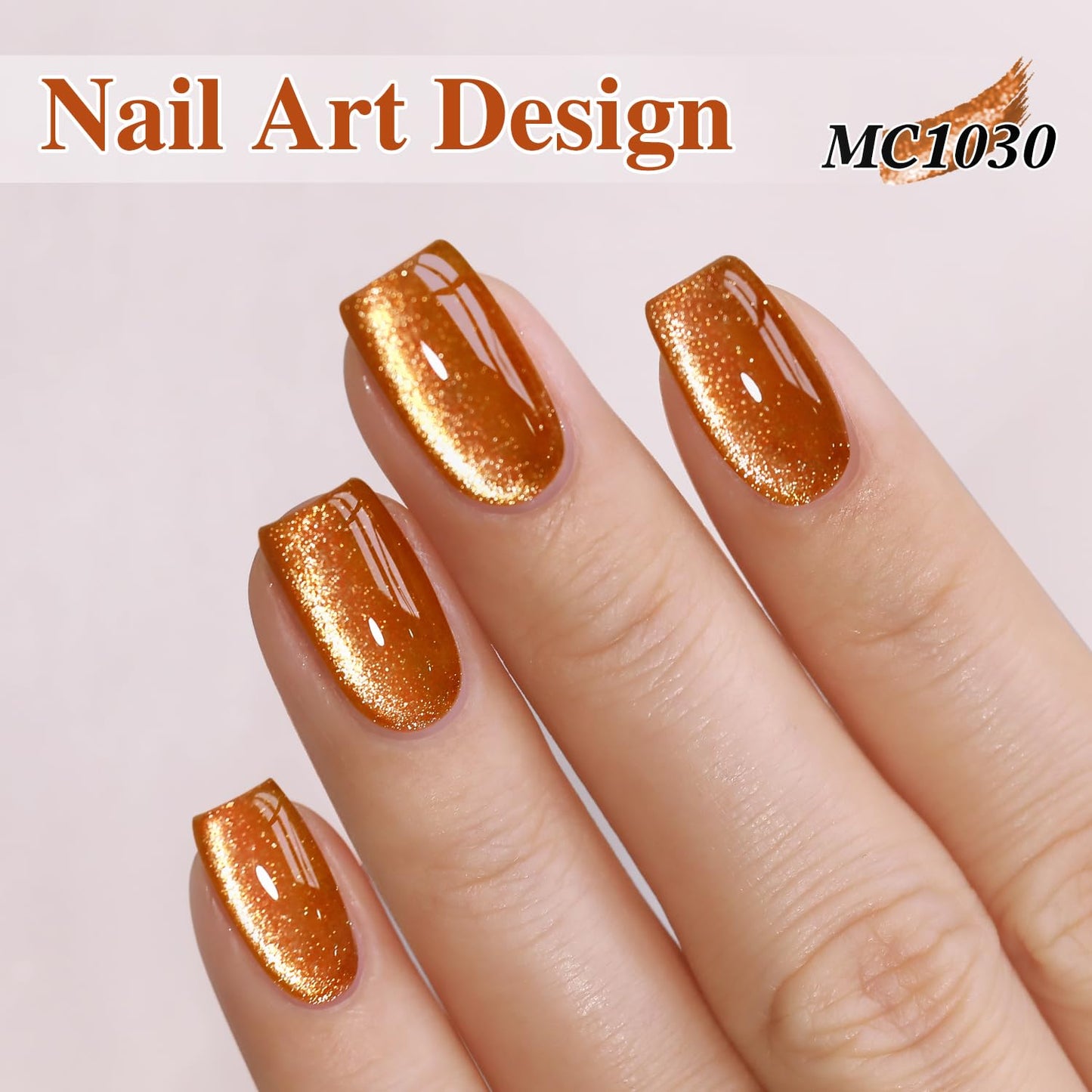 Double Rhythm 0.5 OZ Cat Eye Gel Polish with Magnet 15ML Holographic Glitter Shimmer Translucent Jelly Color Magnetic Gel Polish Salon DIY at Home (Brown-MC1030)