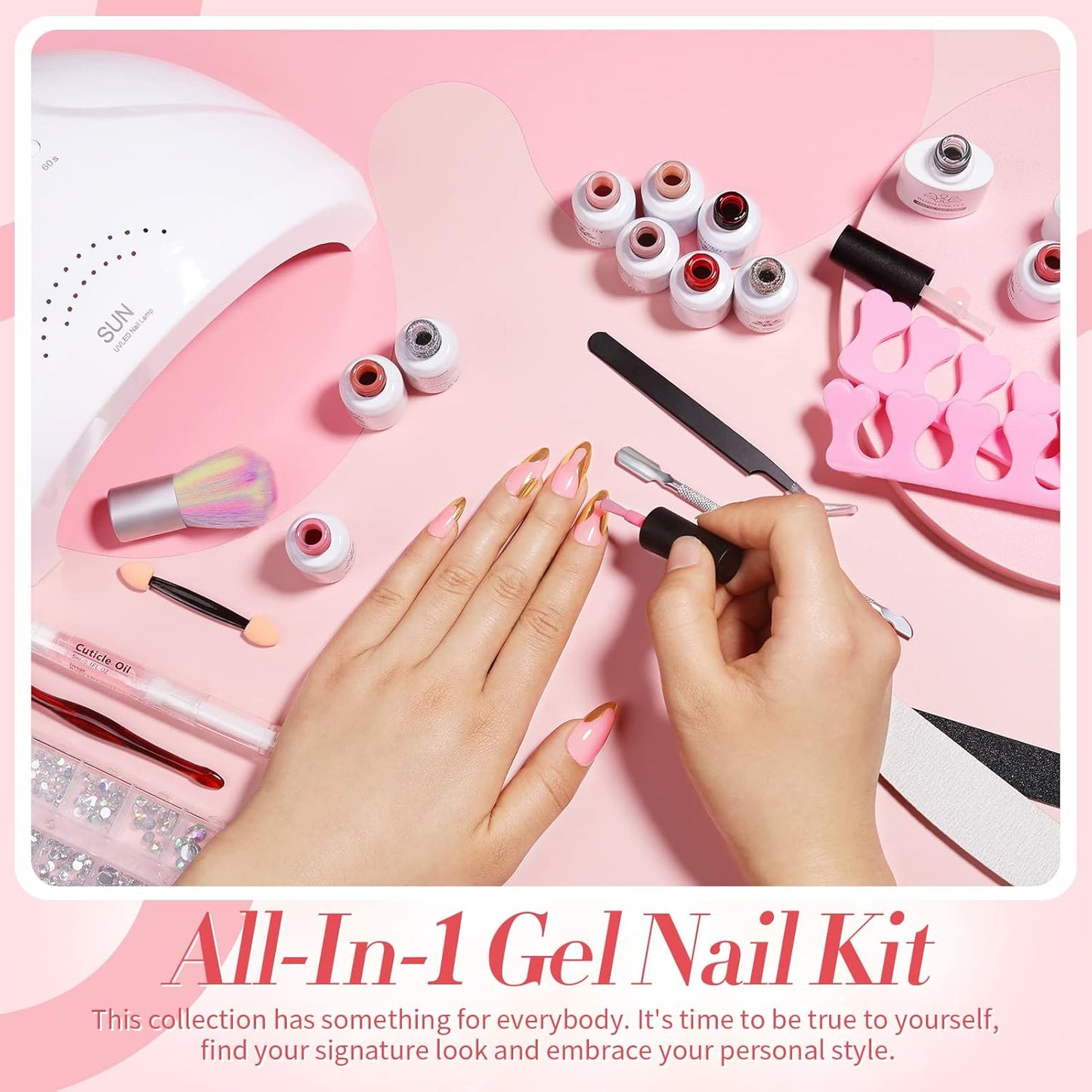 Born Pretty 28Pcs Jelly Gel Nail Polish Kit With U V Light 48W Nail Lamp 12 Colors Jelly Pink Nude Neutral Gel Polish Set with Base/Top Coat Manicure All-In-One Nail Gel Kit Ideal Gifts
