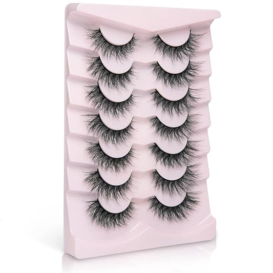 Fake Lashes Natural Wispy Lashes Airy Volume Faux Mink Lashes Fluffy Long False Eye Lashes Sets Pack 18MM Reusable Eyelashes A05