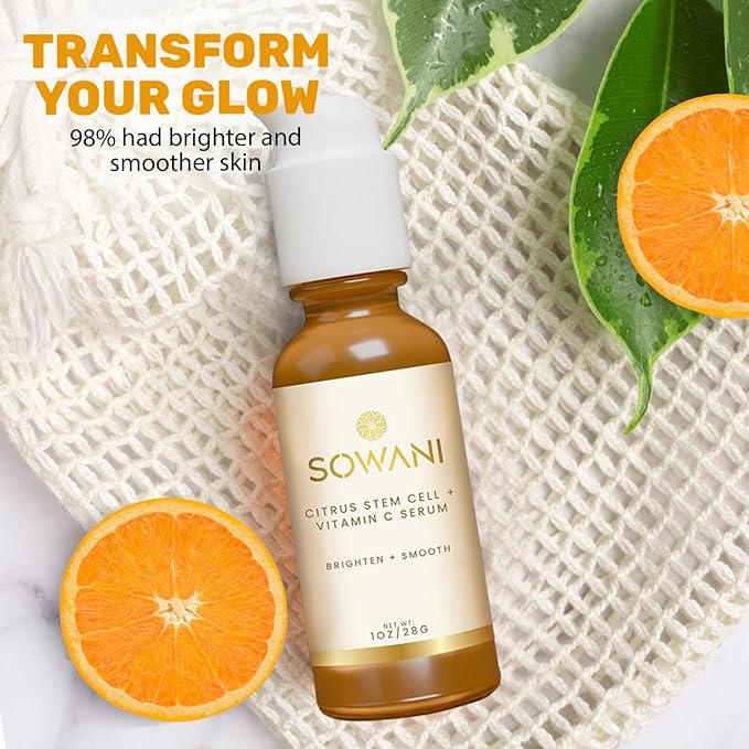 Gentle Vitamin C Serum – Brightening & Hydrating with Citrus Stem Cells and Chamomile, Safe for Rosacea & Sensitive Skin, 1oz