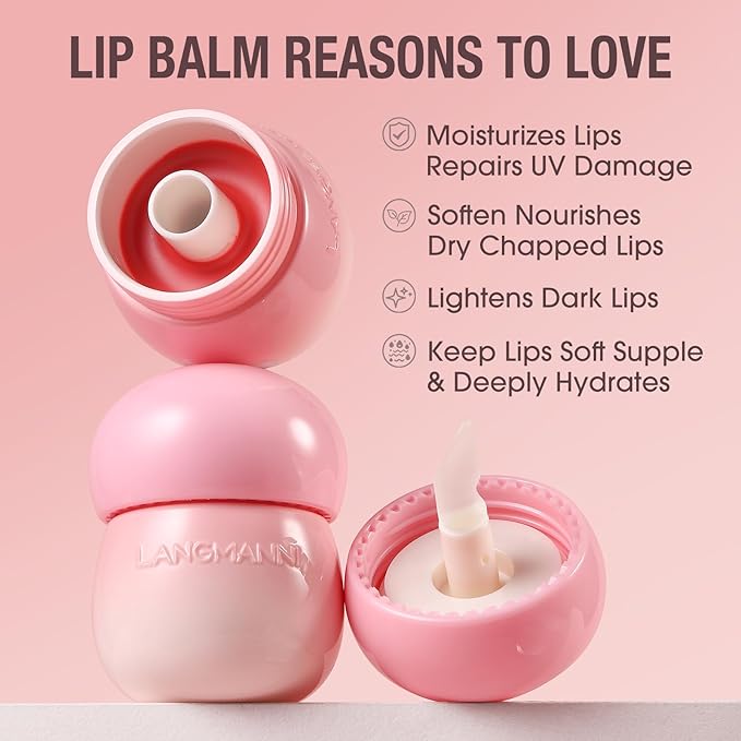Glow Lip Balm Long-Lasting Moisturizing Lip Gloss, Plumping Lip Oil, Tinted Lip Balm Nourishing Lip Care For Dry Lips, Moisture Lip Repair Hydrating Lip Sleeping Mask Not Sticky Lip Stain(3# Rose Red)