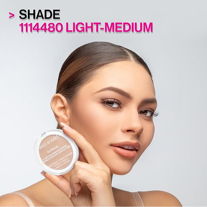 wet n wild Photo Focus Dewy Liquid Foundation Makeup Buff Bisque & Bare Focus Clarifying Finishing Powder Light-Medium