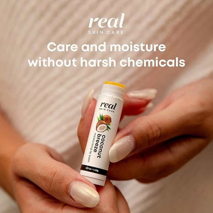 Organic Lip Balm With Coconut Oil | Handmade In the USA | Coconut Breeze 4-Pack | Natural Lip Balm | Coconut Oil Lip Balm for Dry & Cracked Lips | Beeswax Lip Balm | 4 Lip Balm Pack