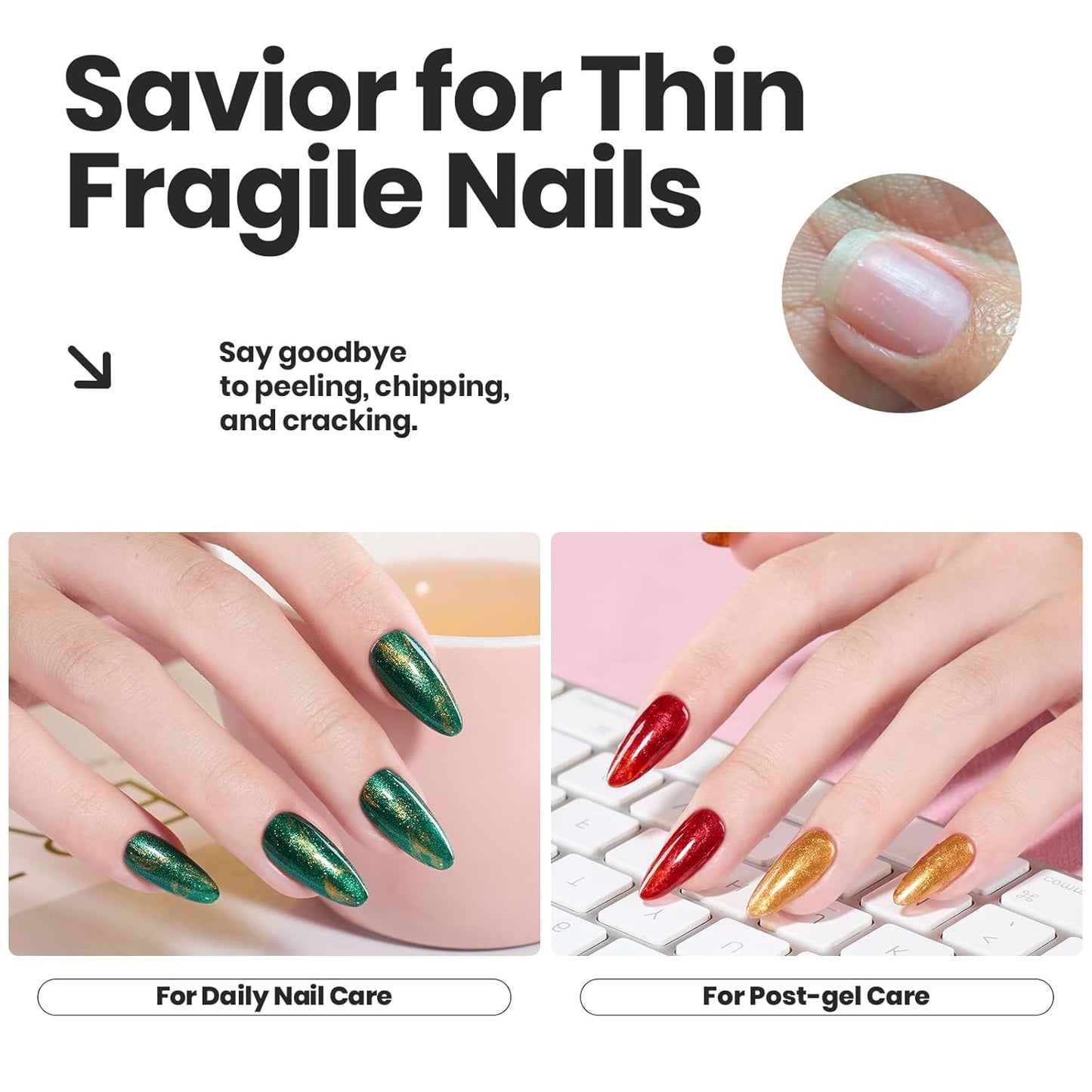 Beetles Fall Nail Polish Set - Glamour Era 6 Colors Quick Dry Glitter Burgundy Red Gold Green Yellow High-Gloss Long-Lasting Nail Polish for DIY At-Home Manicure Gift for Women