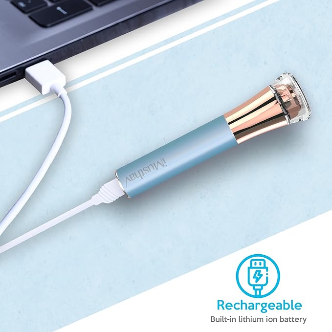 Flawless Facial Hair Remover for Women Painless Electric Razor Epilator Trimmer Shaver with 18K Gold-Plated, 16mm Dual Ring Floating Head, USB Rechargeable, 360° LED for Face Lip Hair Removal