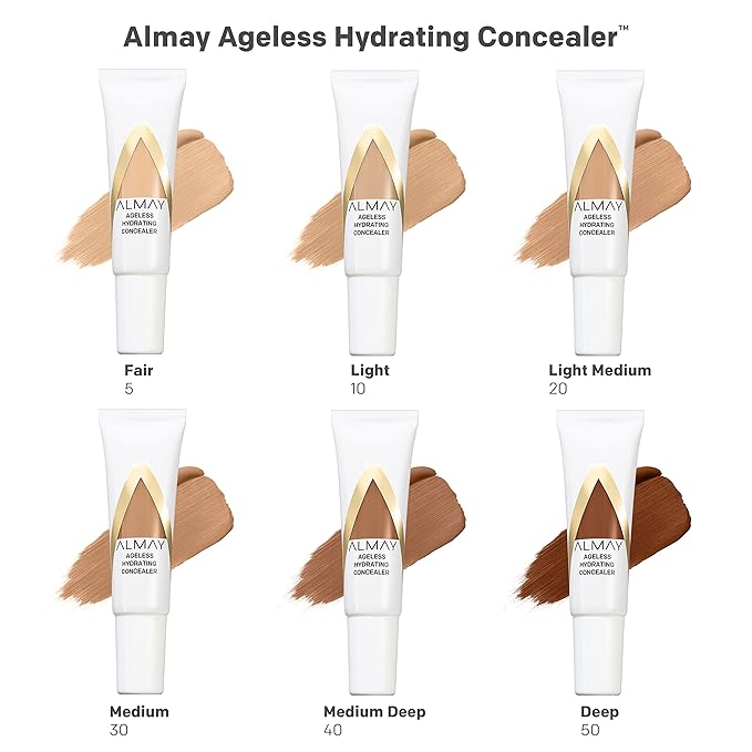 Almay Anti-Aging Concealer, Face Makeup with Hyaluronic Acid, Niacinamide, Vitamin C & E, Hypoallergenic-Fragrance Free, 050 Deep, 0.37 Fl Oz (Pack of 1)
