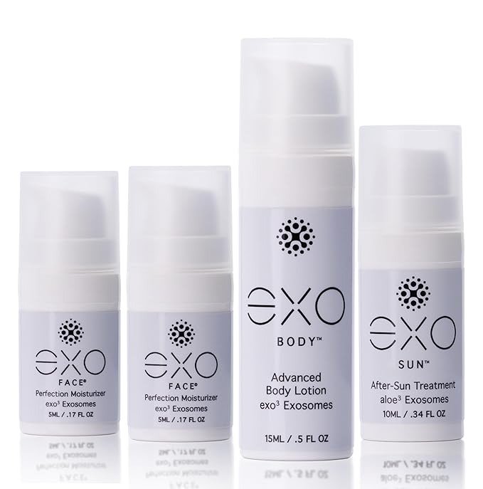 Exoceuticals EXO Travel Kit for Women | Unprecedented Hydration | Innovative Skin Care | 4 travel-sized bottles (1 EXO BODY™, 1 EXO SUN™, 2 EXO FACE®) | 35ML / 1.18 fl oz