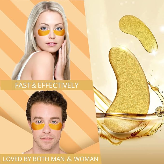 Golden Under Eye Patches for Puffy Eyes & Eye Bags & Wrinkles, Under Eye Patches for Dark Circles,Collagen for Eye Bags, Under Eye Collagen Patches