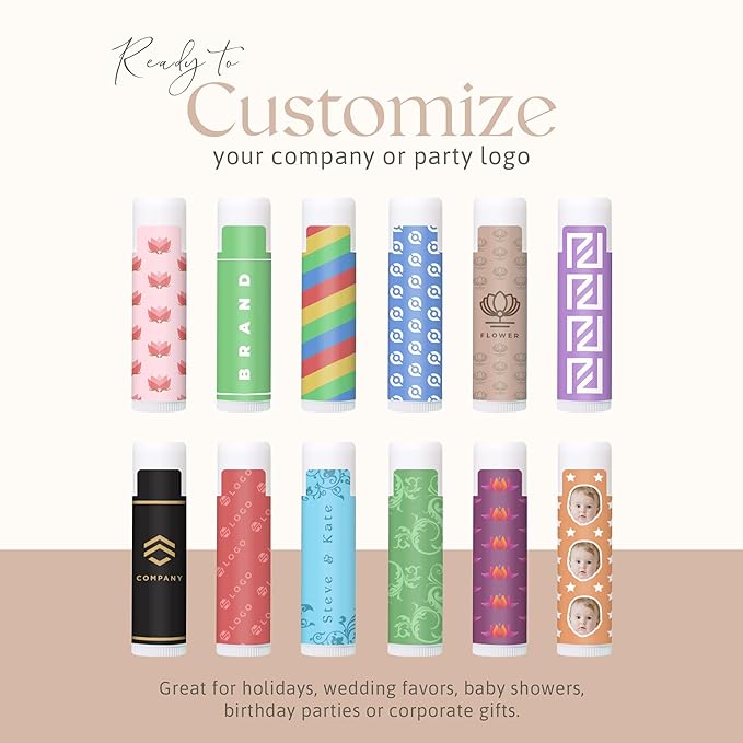 Lip Balm Bulk Unlabeled - Made in USA Bulk Chapstick - Natural Ingredients Vitamin E Shea Butter - Custom Chapstick Bulk For Party & Wedding Favors (18 Count, Cherry)