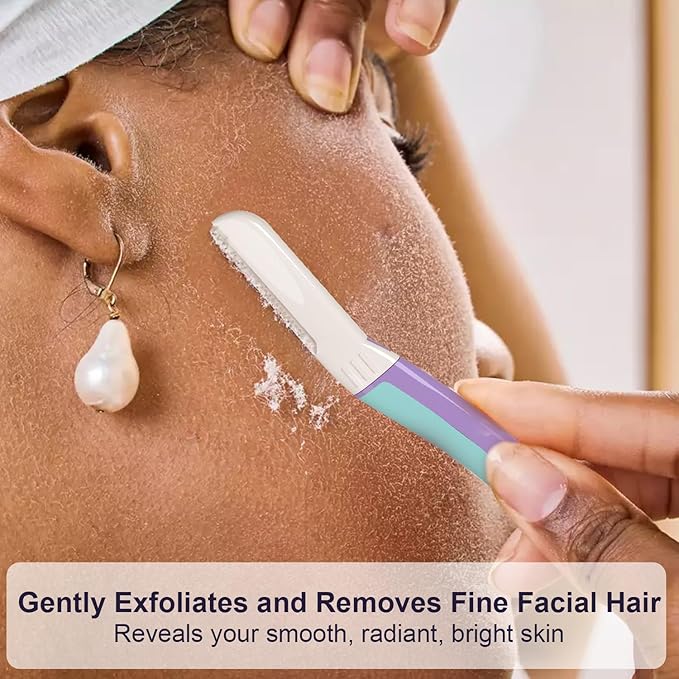 Face Razors for Women, Dermaplane Razor for Women Face, Eyebrow Razor, Dermaplaning Tool, Skin Safe Microblades, Peach Fuzz Remover (9ct, Wisteria)