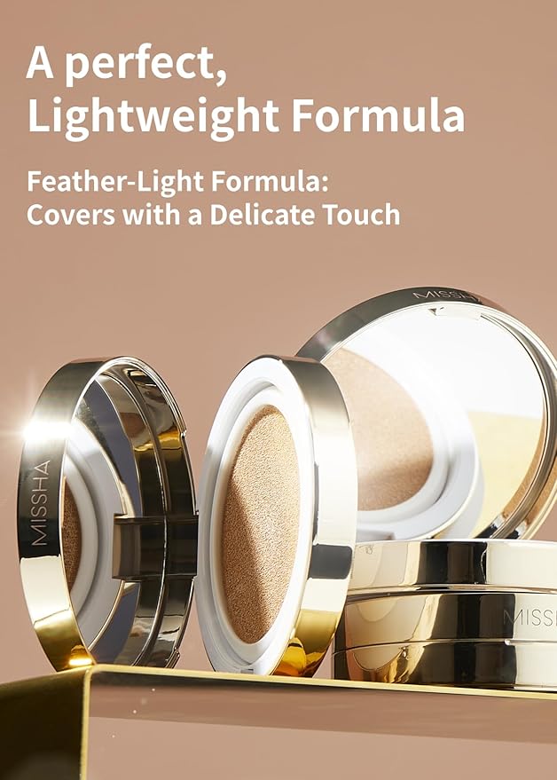 MISSHA Glow Cushion No.27 Honey Beige for Tanned Skin Radiant & Moisturizing Skin with Buildable Coverage