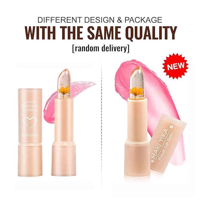 Flower Lip Balm - Color Changing Lipstick Jelly Lip Stain for Perfect Pink Shade, Unique pH Lip Balm for Your Lips, Vegan Flower Balm (Blue Flower)