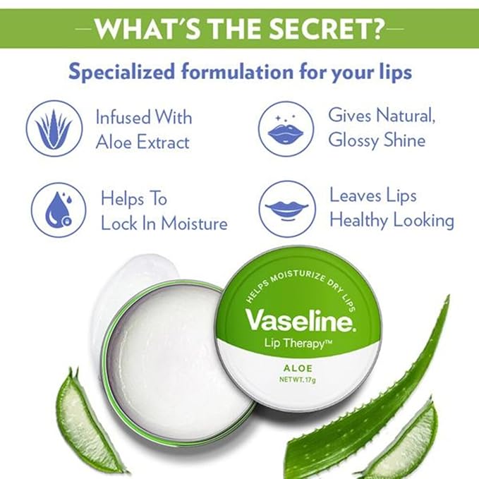 Lip Therapy Aloe Vera Tin 20g - Pack of 2 with OY fidget keyring - Imported from UK