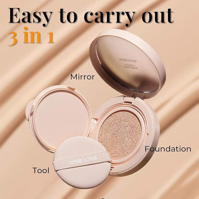 Natural Cover Glow Cushion Foundation | Korean Foundation Makeup | Long-Lasting Buildable Coverage | Lightweight and Moisturizing | Flawless Finish 0.42oz (21N Light Beige)