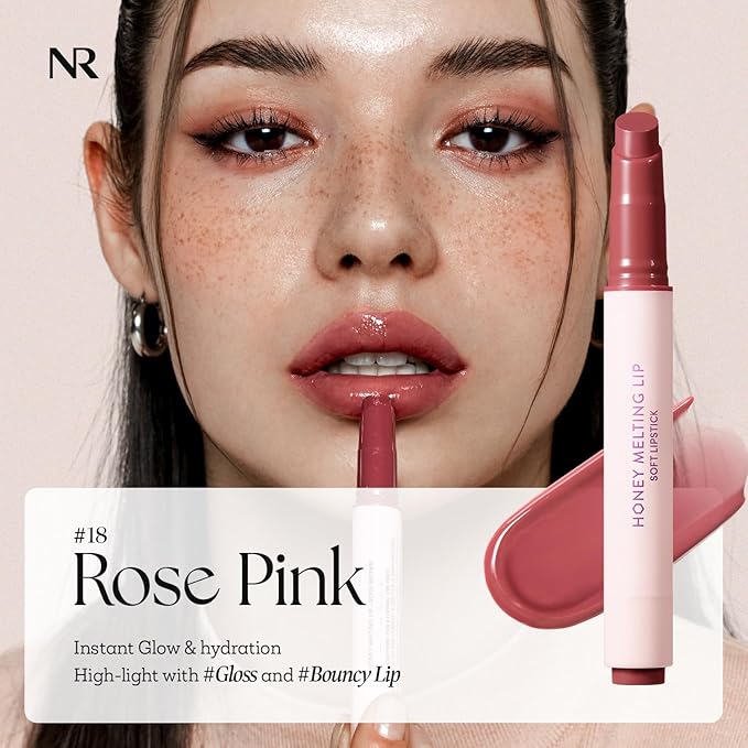 Nature Republic HONEY MELTING LIP (18 ROSE PINK) SOFT LIP STICK, Hydrating Gloss, Moisturizing balms, Sheer tint, Shine & Nude, Glowy Finish, korean make up