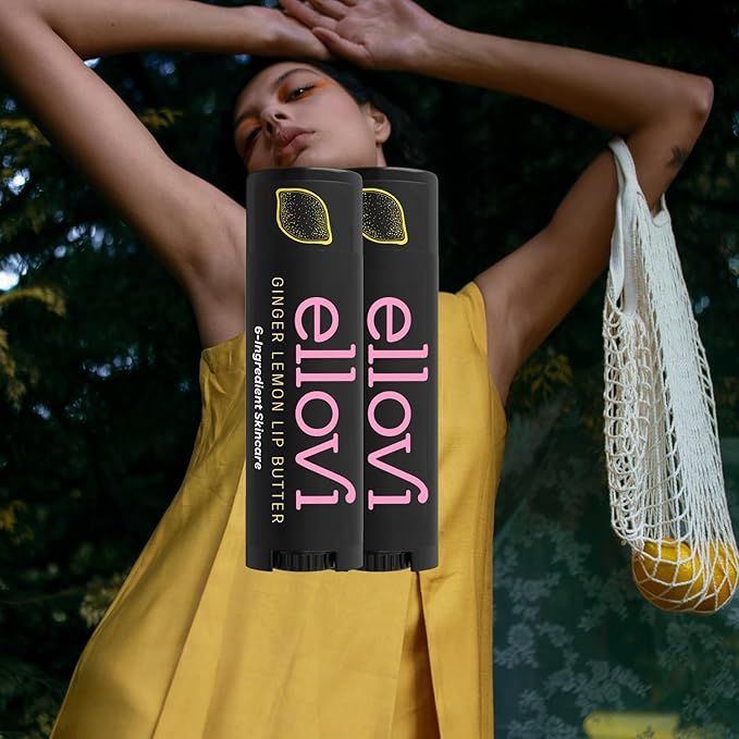 Natural Lip Butter Lip Balm - Ginger Lemon - Pure Enough to Eat - Made With Just 6 Vegan Ingredients - 100% Natural & Organic Moisturizing Lip Care for All Day Hydration (2-Pack)