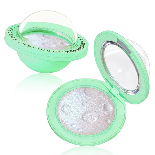 Highlighter Palette, Chameleon Face Shimmer Blush Makeup, Multichrome Glitter Holographic Iridescent Blue Sparkle, Rainbow Color Shifting Eyeshadow Cheek Contour Highlight Creamy Powder Pallet