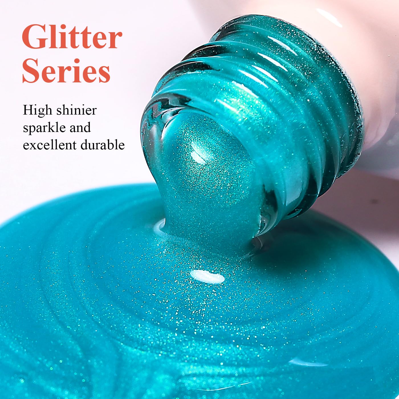 Imtiti Glitter Gel Nail Polish, Bright Blue Pearl Glitter Nail Gel Polish Diamond Shimmer Sparkle Soak Off UV LED Spring Summer Manicure 10ML