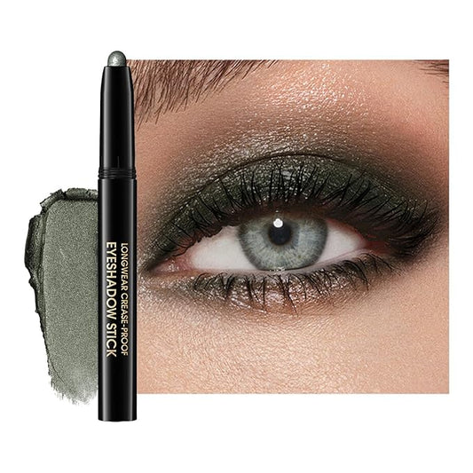 Eyeshadow Stick, Shimmer and Matte Cream Eye Shadow Brightener Sticks Eyeliner Pencil Crayon, Waterproof Long Lasting Eye Highlighter Stick Makeup,0.056 Oz(#4-Bottle Green)