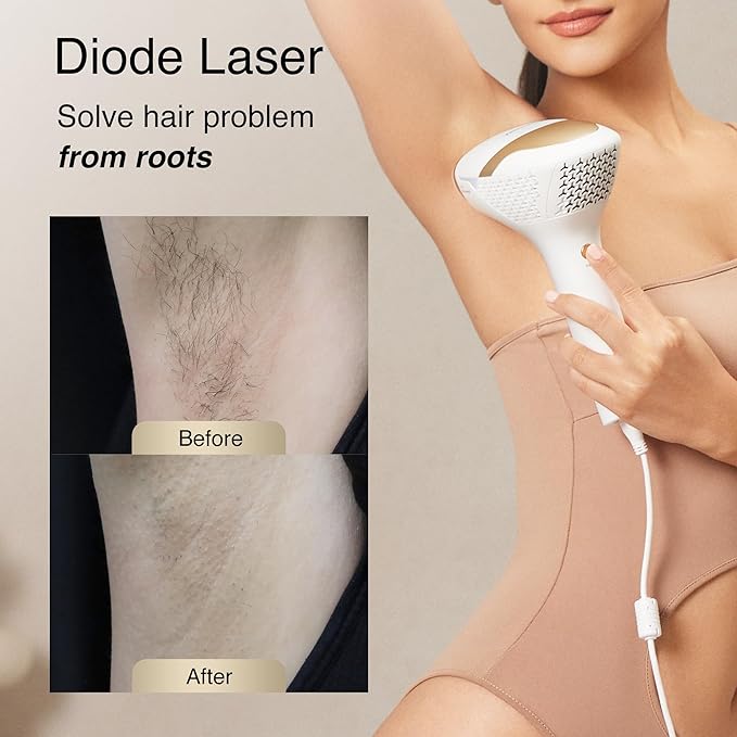 810nm Diode Laser Hair Removal for Women and Men, The FDA-Cleared Home-Use Device, Permanent Reduction in Hair Regrowth, V4S for Skin Tone 1-5, Wide-Angle 15 Mins Hair Removal for Face, Body