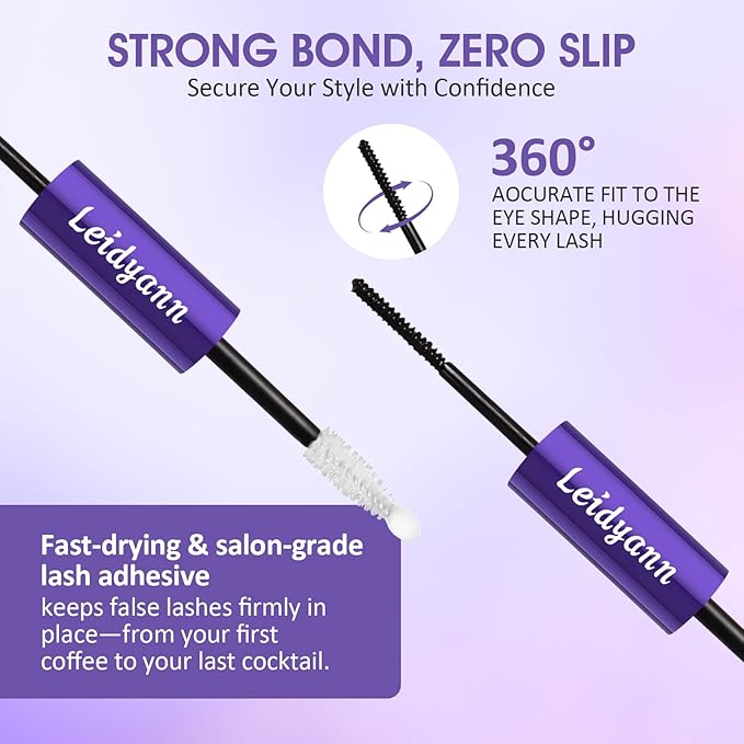 Eyelash Glue and Lash Bond & Seal, 72H Waterproof Cluster Lash Glue for Eyelash Extensions, Long-Lasting & Non-Irritating, 2-in-1 Bond and Seal for Lash Clusters