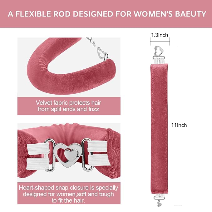 Heatless Curls Overnight Set - Jumbo Overnight Hair Curlers to Sleep In, Soft Velvet Hair Rollers for Women, No Damage Curls Styling Tools 3pcs