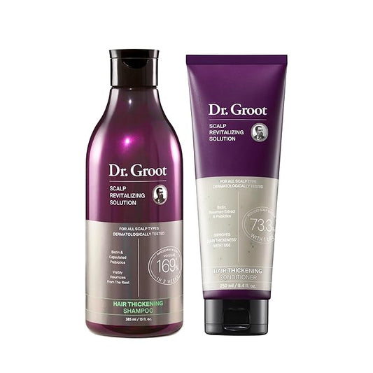 Dr. Groot Thickening Essentials Set for Hair Loss, Thinning Hair, Repair and Growth with Biotin and Rosemary, Clinically Tested Scalp Treatment