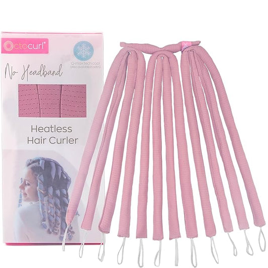 Octocurl Heatless Hair Curler - No Headband Octopus Curler - Overnight Curls for Long Hair (QMax - Mauve)