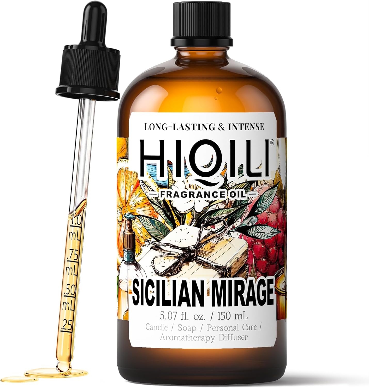 HIQILI Sicilian Mirage Fragrance Oil - Inspired by D.G-bana D-olce, Premium Oil for Candle & Hair Perfume Making, Personal Care Scenting, Luxury Scents - 5.07Fl Oz