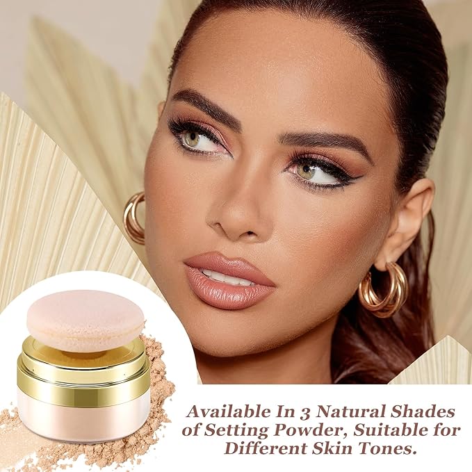 Boobeen Setting Powder, Lightweight Oil Control Loose Setting Powder, Full Coverage Finishing Powder For a Matte Flawless Look, Pressed Face Powder Makeup to Reduce Shine, Long Lasting