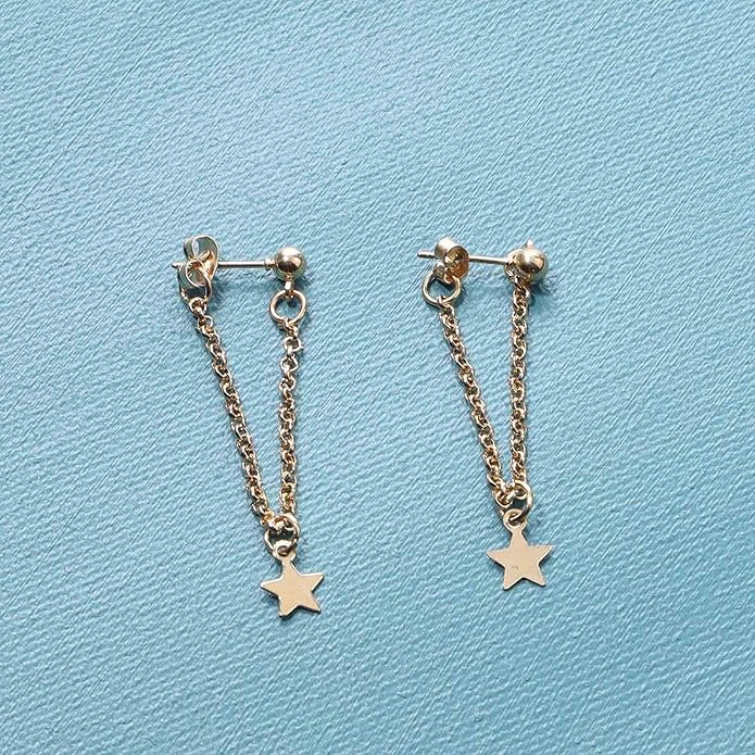 Boho Star Chain Earrings Gold Star Drop Dangle Earrings Drop Chain Star Studs Earrings Personlized Ear Threaders Earrings Jewelry for Women