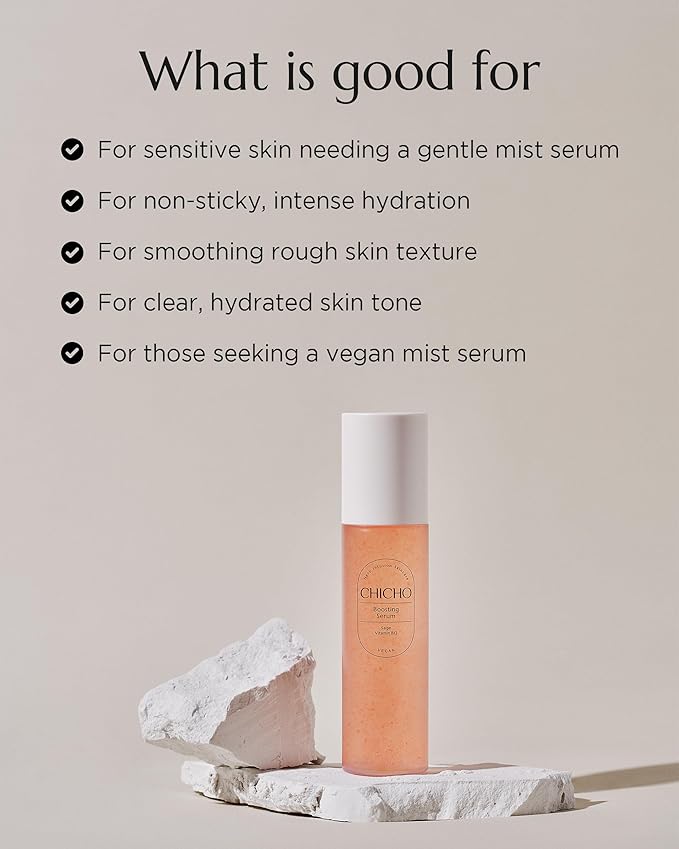 CHICHO Boosting Serum - Korean Face Spray Essnece with 88% Sage Leaf Water Vitamin B12 Niacinamide - Glow Skin Hydrating Sensitive Skin Vegan Clean Formula, 3.38 fl.oz.