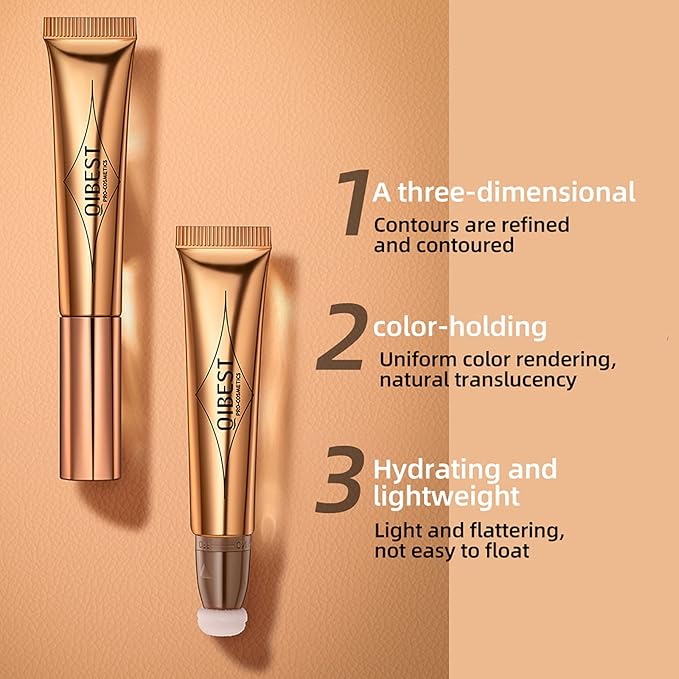 3 Pcs Beauty Wand For Liquid Contour Highlighter and Blush Rouge with Cushion Applicator Attached Easy to Blend, Lightweight Blendable Super Silky Cream Face Illuminator Makeup Stick