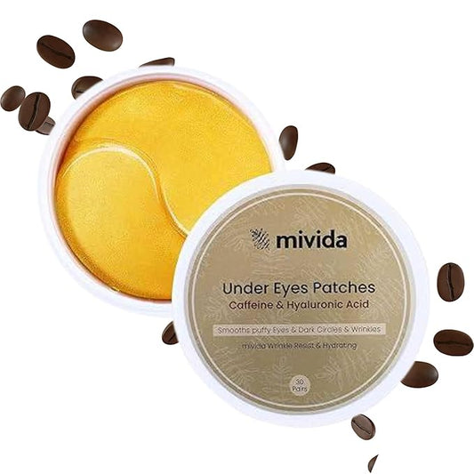 Caffeine & Hyaluronic-Acid Hydra-Gel Eye Pads - Anti Wrinkle Under Eye Patches, 60PCS | Gold Under Eye Patches For Puffy Eyes, Eye Bags and Wrinkles