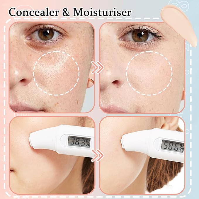 Full Coverage Concealer Foundation,Oil Control Long Lasting Lightweight BB Cream Tinted Face Moisturizer with SPF 50+ PA+++,Moisturizing CC Cream Liquid Foundation Makeup Brush Set（2 Pack）