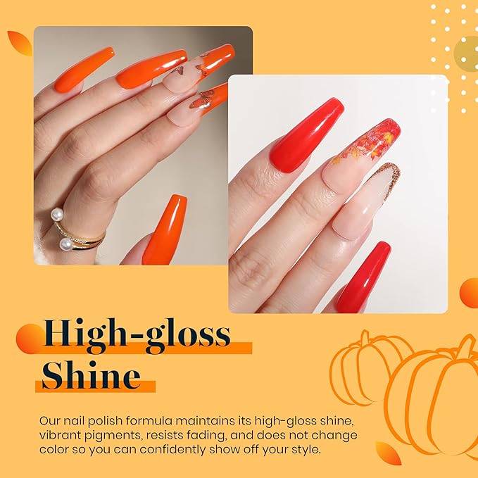 Beetles Fall Gel Polish Set, Burgundy Red Green Orange 6 Colors Gel Nail Polish Colors Sunset Leaves Soak Off Nail Art Lamp UV LED Cured Manicure Nail at Home Gifts for Women