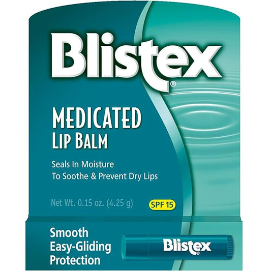 Blistex Medicated Lip Balm with SPF 15 for Dryness, Chapping and Soothes Irritated Lips,0.15 Ounce (Pack of 8)