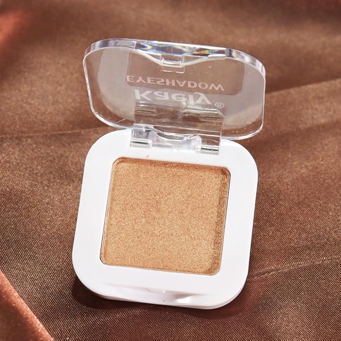 evpct Gold Single Eye Shadow Palette Makeup for Older Women, Gold Bronze Copper Brown Shimmer Glitter Sparkly Metallic Cream Eyeshadow Palette Brightener Makeup, High Pigment Monochrome Mini Eyeshadow