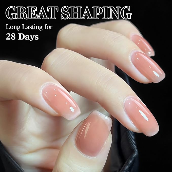 Double Rhythm Clear Gel Nail Polish 15ml Nail Strengthener Builder in a Bottle Nail Extension Hard Gel Soak Off Long Lasting UV Gel (Pale Nude 8 in 1-10)