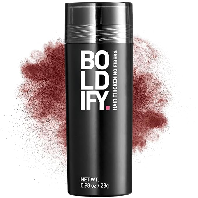 BOLDIFY Hair Fibers (28g) - Fill In Thinning and Fine Hair for an Instantly Fuller, Thicker Look - 14 Shades for Women & Men - Dark Auburn