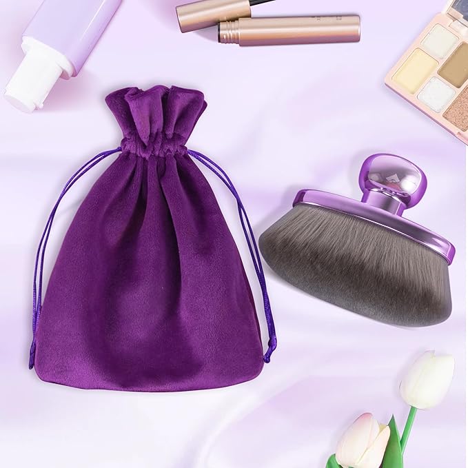 Extra Large Body Makeup Brush For Self Tanner, Leg Makeup &Bronzer Blend,116mm Oval-headed Kabuki Brush Provides More Even &Pretty Application, Sunscreen Face& Back Makeup Brush, Wet&Dry Use- Purple