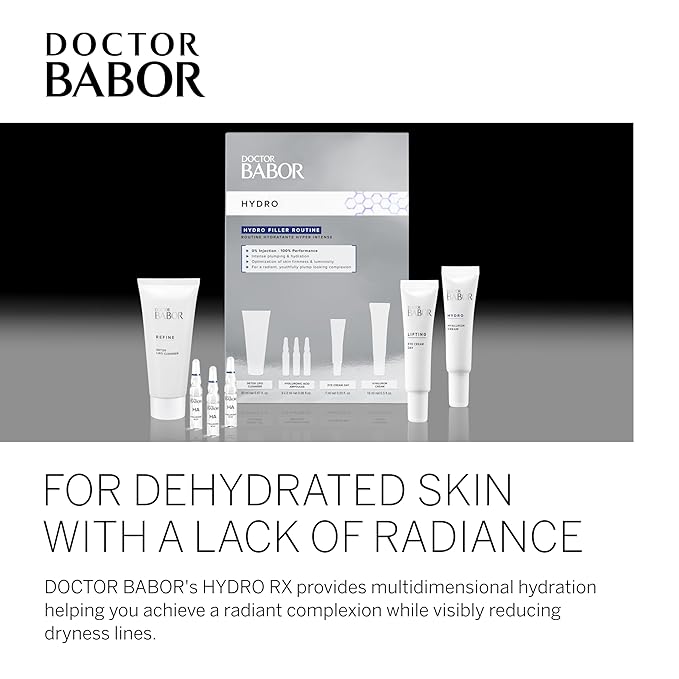 DOCTOR BABOR Hydro Filler Routine, Hyaluronic Acid Power Serum Ampoules, Lifting & Plumping Eye Cream, Target Wrinkles & Firmness, Radiant Results Skincare Set