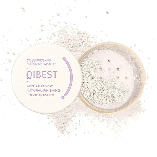 Setting Powder Loose Face Powder Lightweight Soft Smooth Brighten Minimizes Pores Long Lasting Oil Control Loose Powder Makeup For Matte Flawless Finish 01#Foggy White