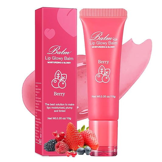 Lip Glowy Balm Hydrating Sleeping Lip Mask, Shine Glossy Finish Lip Oil - Reduce Lip Lines, Enhance Lip Color, Moisturizing & Plump Dry Chapped Lips Care Non-Sticky Lip Balm (#2 Berry)