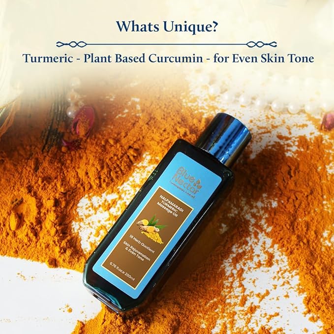 Blue Nectar Nalpamaradi Tailam Skin Radiance Oil with Turmeric | Plant Based Body Oil and Face Oil Infused with Turmeric, Amla and Manjistha (16 Herbs, 3.38 Fl Oz)