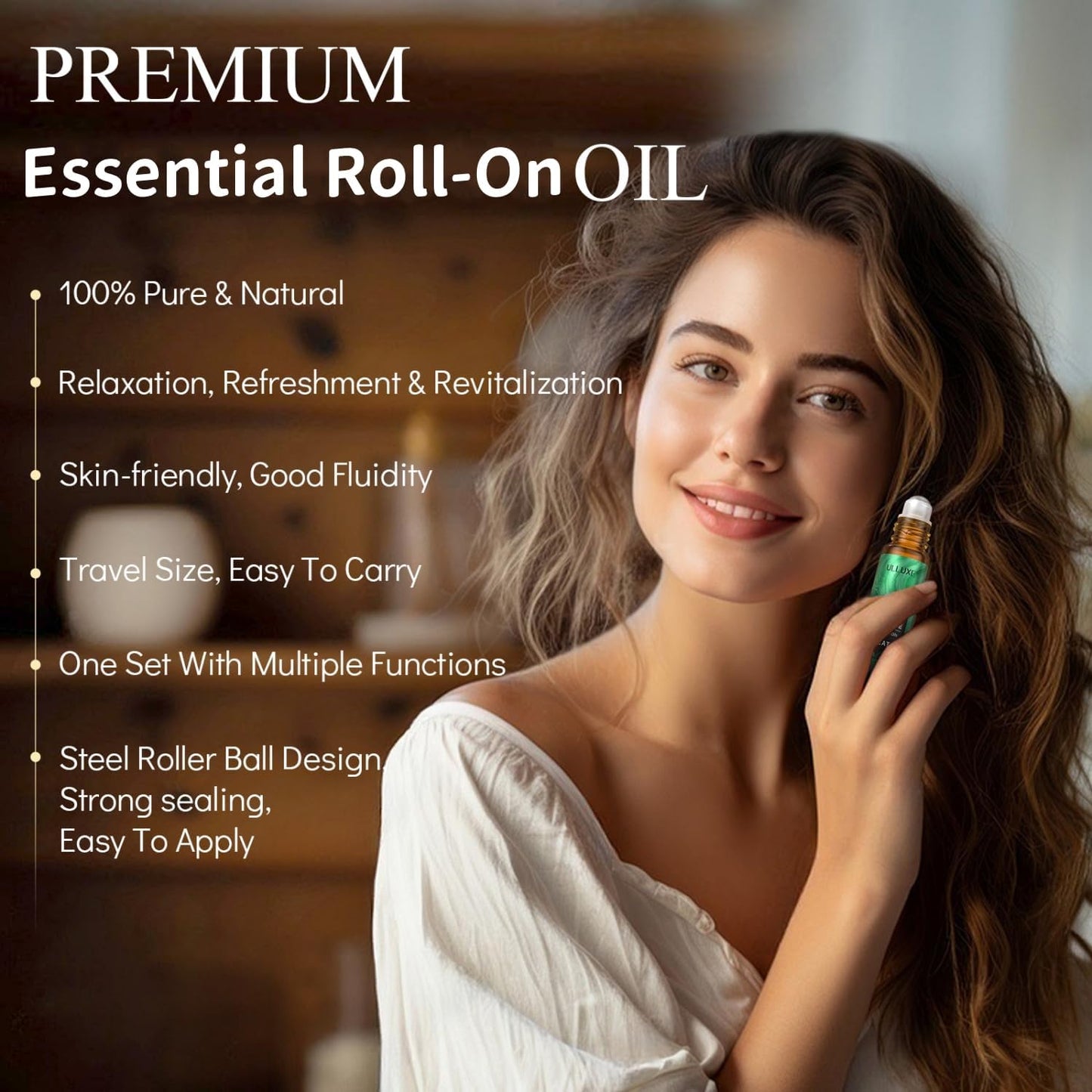 Essential Oils Roll On Set (8 Pack) 8 Scent, Essential Oil with Roller Ball, Natural Aromatherapy Oil for Skin, Stress Comfort, Calming, Relaxation Self Care Gift Set for Women and Men